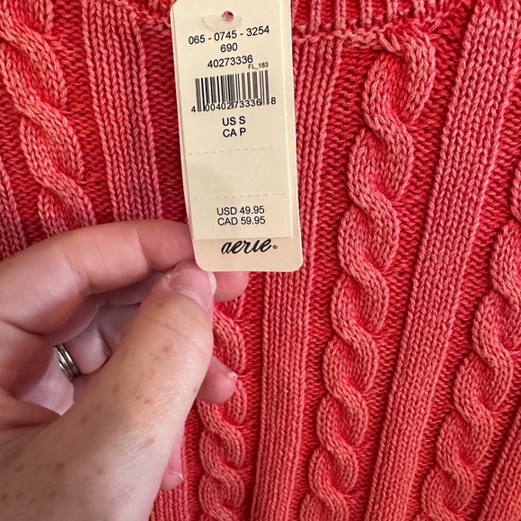 Aerie Mini Cable Sweater Red Size XS and S - Picture 3 of 7